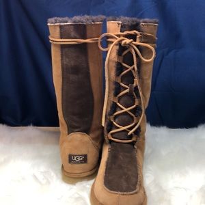 UGG Brown Whitney Lace Up Tall Boots